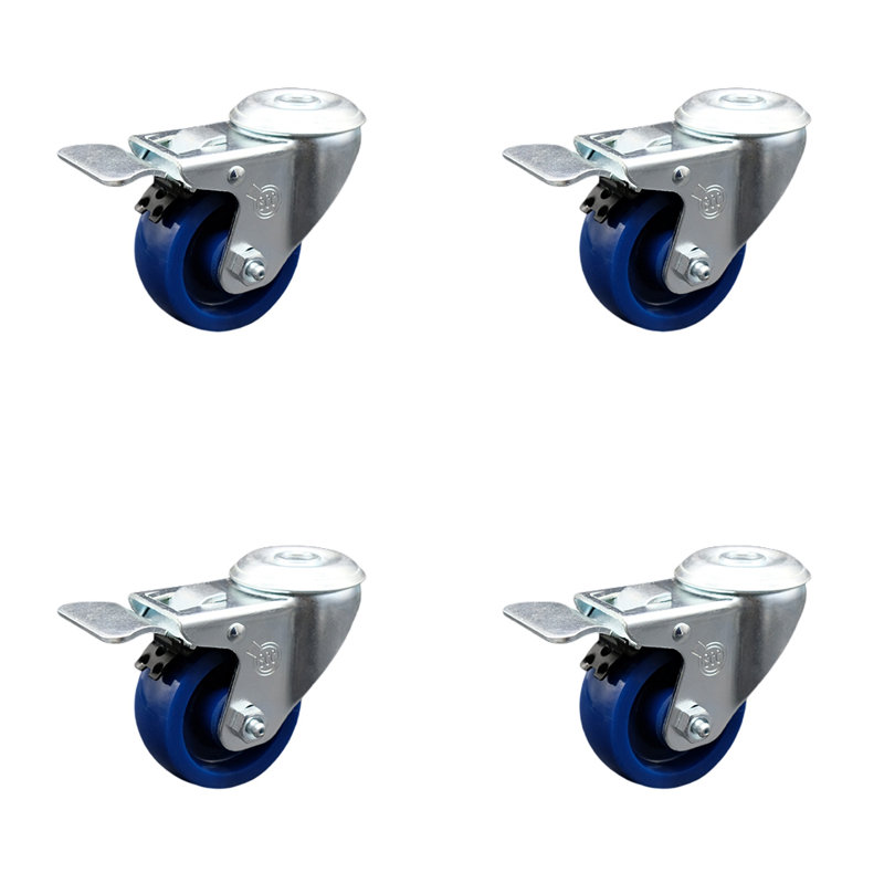 3 Inch Solid Polyurethane Swivel Bolt Hole Caster Set with Total Lock Brake SCC/SCC-BHTTL20S314-SPUS-4