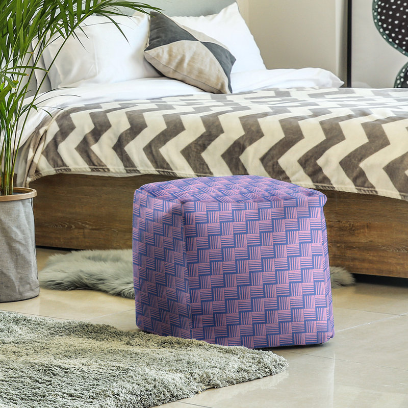 Repose-pieds cubique à rayures classic basketweave, Bleu / rose