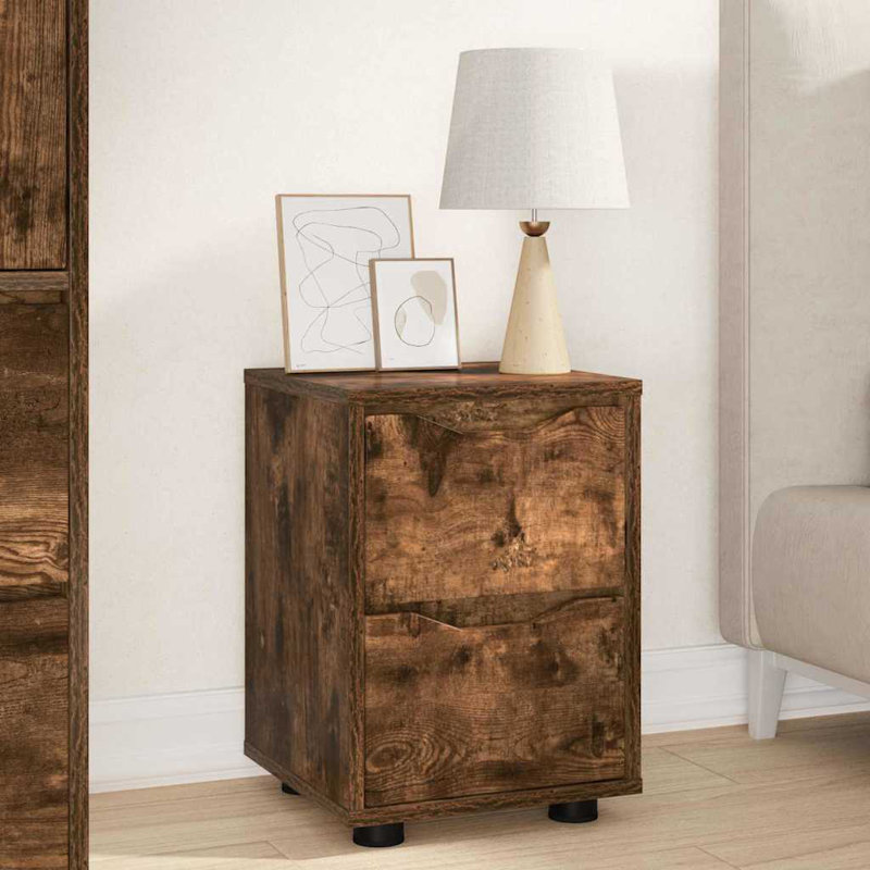 30.5cm W Manufactured Wood Bedside Table, Smoked Oak