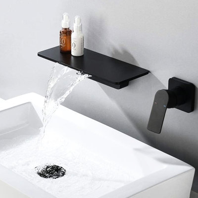 Robinet de salle de bain à cascade Gunmetal - fait de laiton, simple, laiton mural