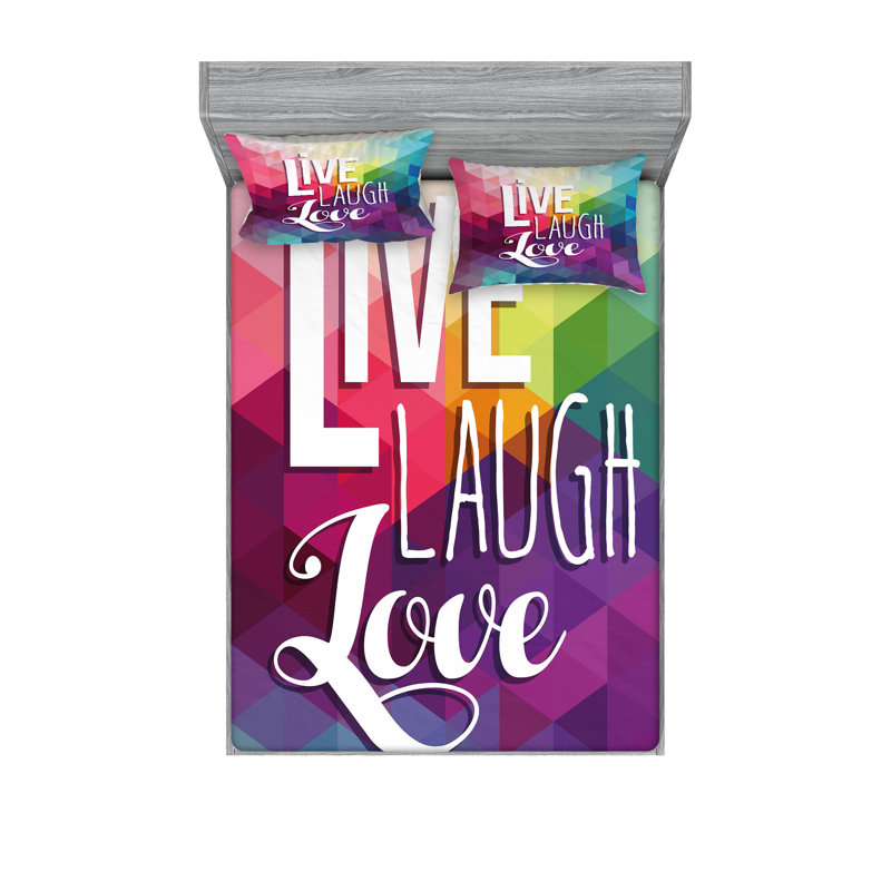 Multicolore ensemble de draps et taies décoratives Ambesonne Live Laugh Love