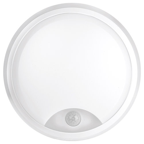 Pylus Outdoor Round Wall Light 1100lm Motion Sensor Bulkhead IP54 LED Integrated Exterior Light, White