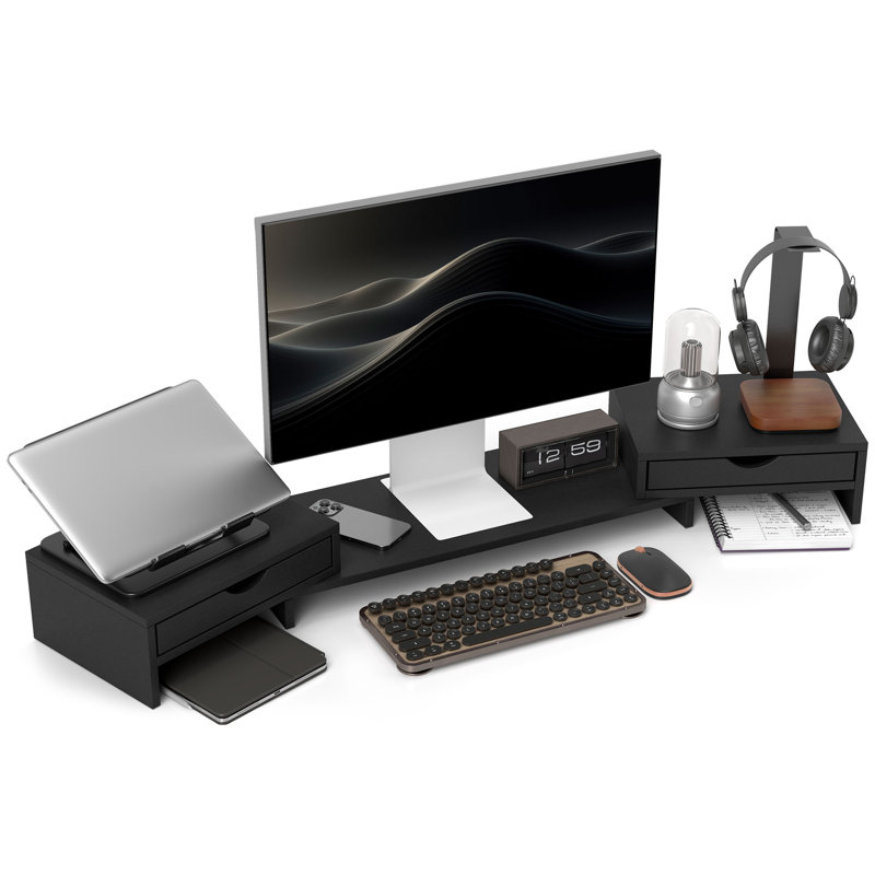 Shaniece Manufactured Wood Monitor Stand, Black