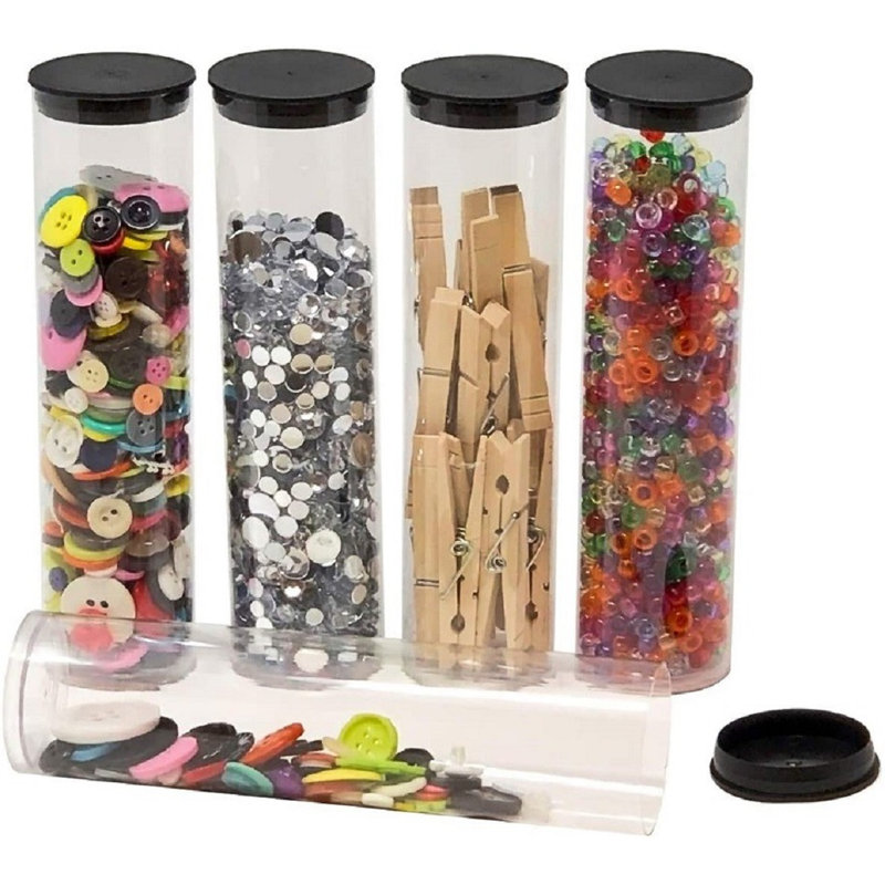 Tubes de rangement en plastique 2 po x 8,25 po, 10.66, Noir, noir, noir, noir
