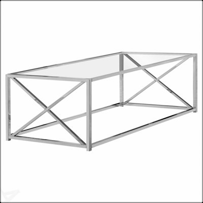 Modern Rectangular Glass Top Coffee Table with Stylish X-Base Design for Living Room and Office Use
