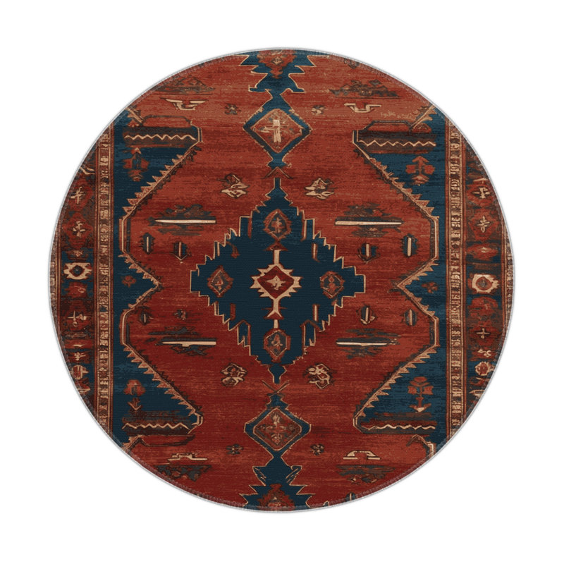 Persian Brown Indoor and Outdoor Area Rug, Round 5'
