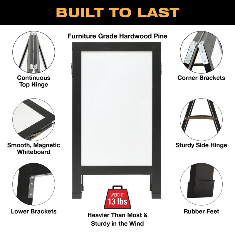 Tableau blanc indestructible de 40 po x 22 po Excello Global Products, Noir