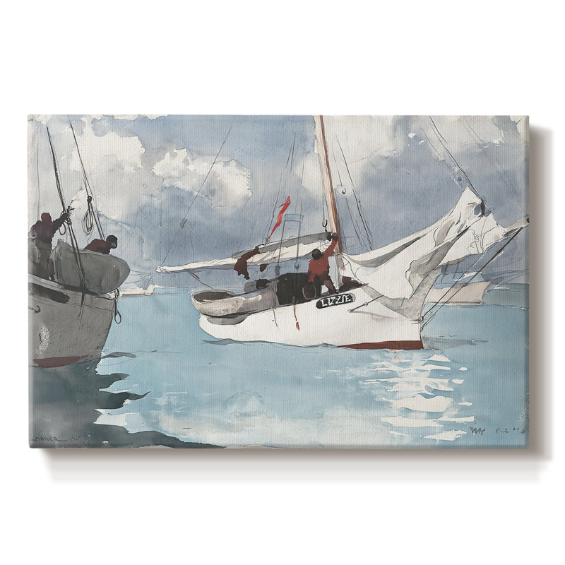 The Sloop "Lizzie"-Winslow Homer-Gallery Wrapped Canvas-c. 1873, 12 x 18