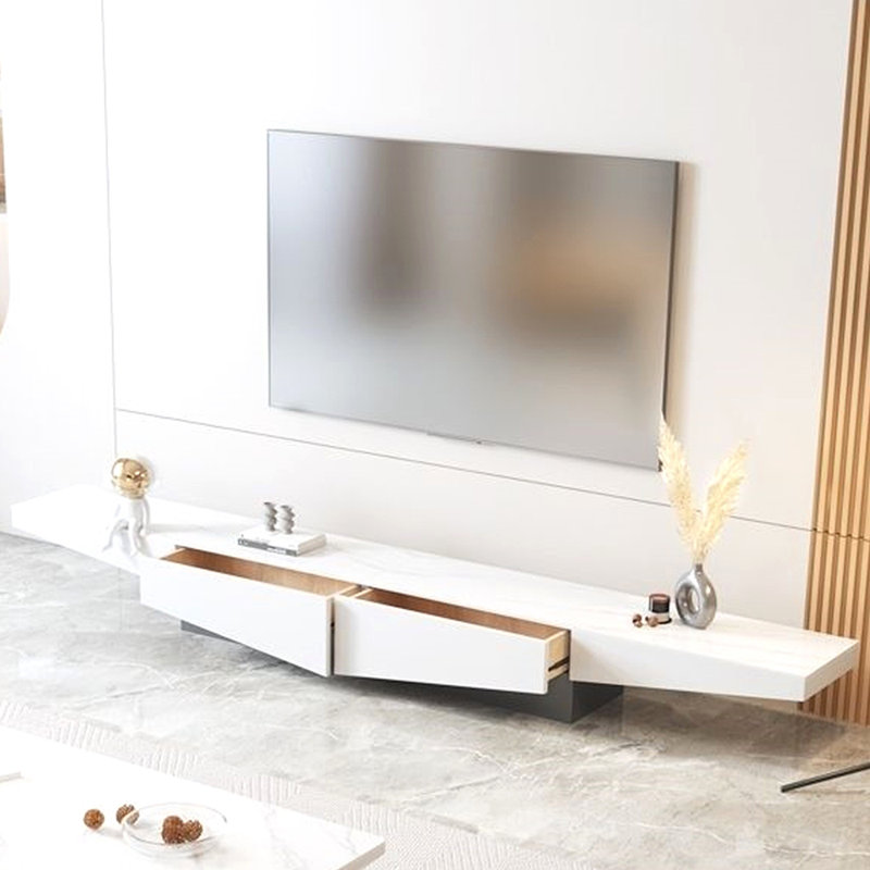 Meuble télé haut de gamme Rock, Blanc; gris, L 78,74 po