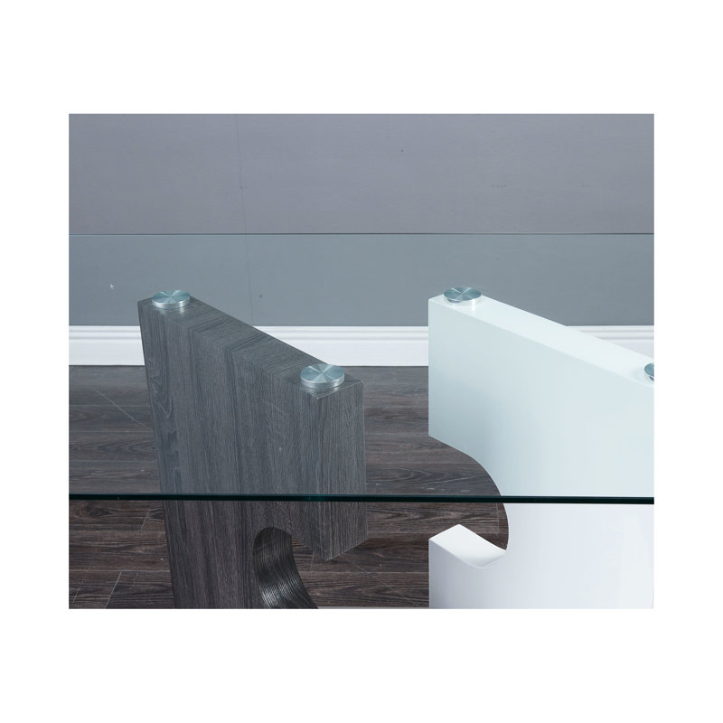 Table de salle à manger à deux tons piédestal, acier inoxydable, supports en métal, gris, peut accueillir 6 bases en acier, jusqu'à des sièges
