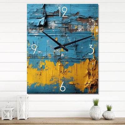 Echos Of Ukraine Vintage Blue And Yellow - Transitional Vintage Wall Clock