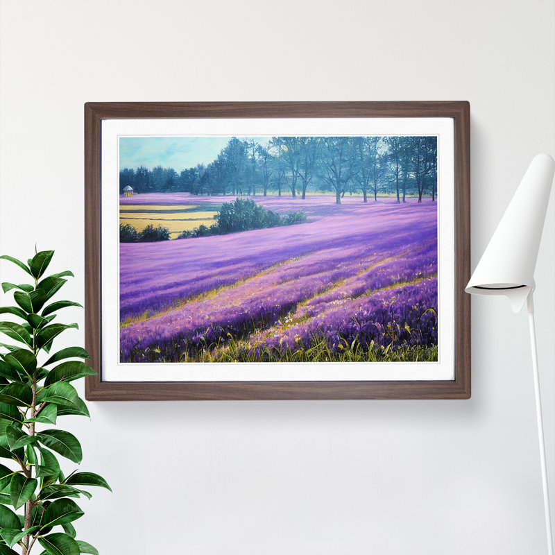 Boundless Bluebell Field - Single Picture Frame Print, 46cm H x 64cm W x 2cm D, Walnut Framed
