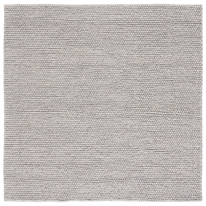 Tapis argenté fait à la main Elle, Carré 6 pi