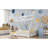 House Shaped Kids Bed, Children's Bedroom Sleeping Furniture, White Finish Wood, Twin Size With Roof Fence and LED Light-276762614