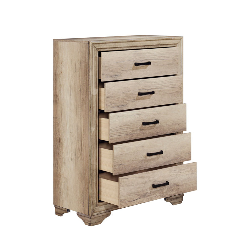 Commode de chambre à coucher avec 5 tiroirs, commode verticale de style contemporain pour chambre à coucher