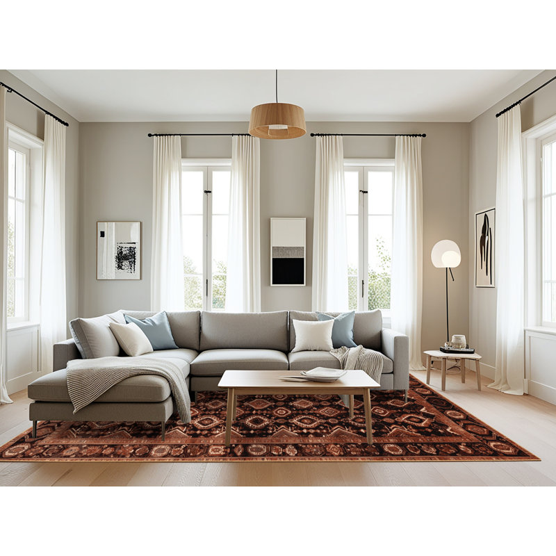 Machine Washable Persian Brown Area Rug, Rectangle 8' x 10'