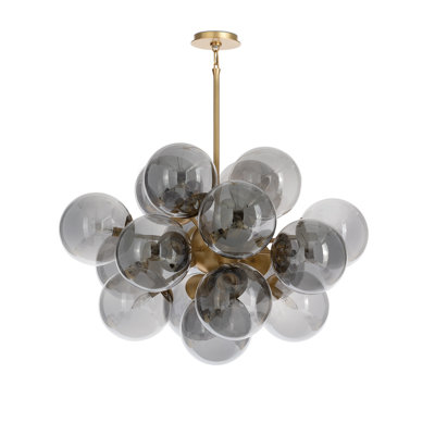 Shine Chandelier (Natural Brass with Smoke Glass)