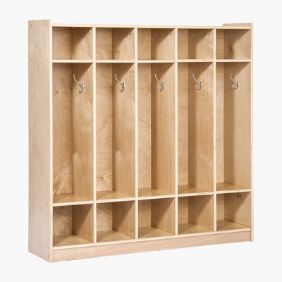 Coat Locker, 5-Section Daycare Cubby Coat Rack 48x12x48 inch, Classroom Coat Locker and Backpack Hanger, with 5 Hooks and Storage Boxes, for Kindergar