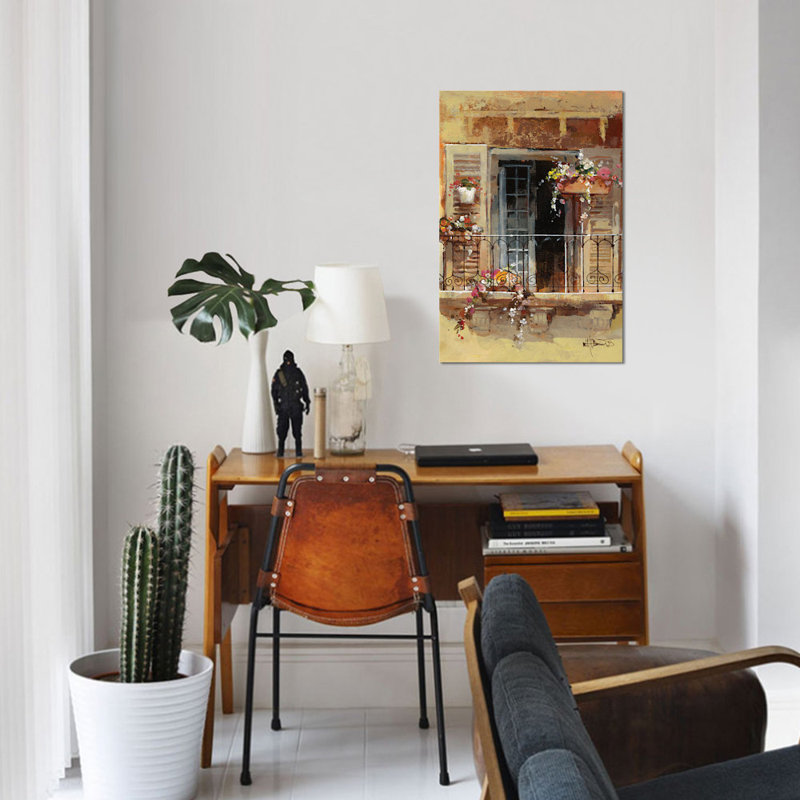 «Balcon IV», reproduction sur toile, H 60 po x l 40 po x P 1,5 po, Pas de tapis, Toile tendue