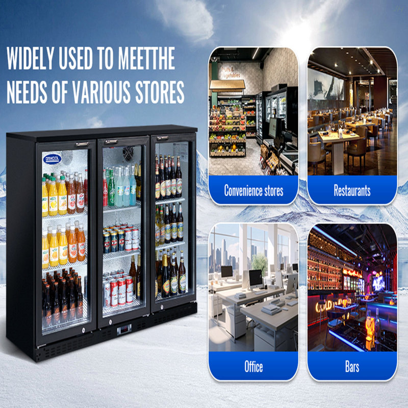 Beverage Refrigerators Cooler  53 Inch 3 Glass Door Back Bar, 480 Cans Commercial Display Bar Fridge For Beer Wine And Drink 11.3 Cu.Ft