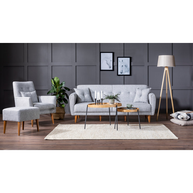 Sova 2 - Piece Living Room Set, Grey 100% Linen