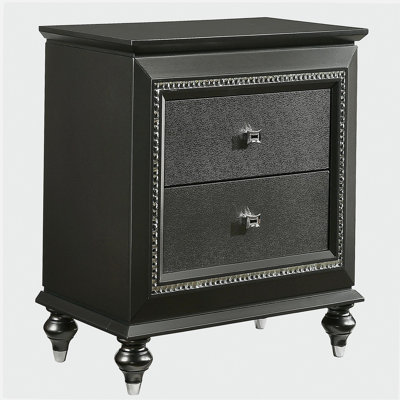 Metal grey nightstand with 2 drawers