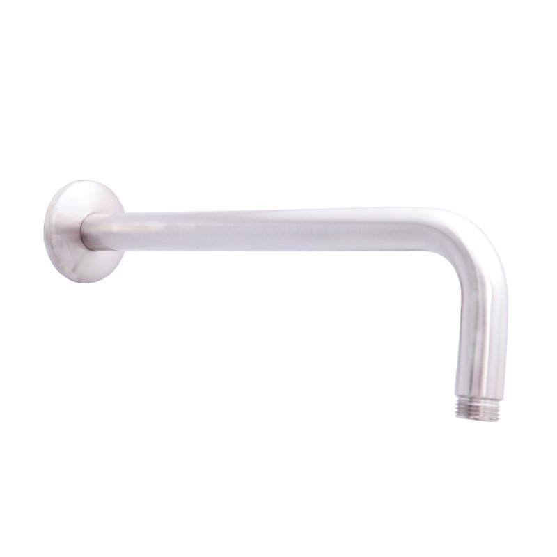 Bras de douche angle droit avec bride 12 po, Nickel brossé