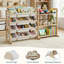 Rangement pour jouets d'enfants, 12 bacs et 3 étagères, bois massif, 142 cm de large