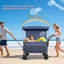 Multi-Functional Outdoor Push-Pull Folding Wagon Cart With Rotating Handle And Canopy-125205246
