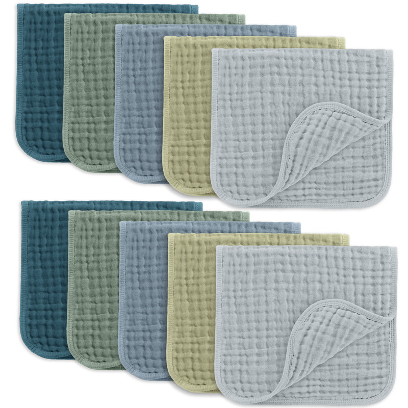 Comfy Cubs Muslin Burp Cloths 20" x 10"  - Large, 6-Layer, Ultra Absorbent 100% Cotton for Baby Spit-Up, Drool, and Messes
