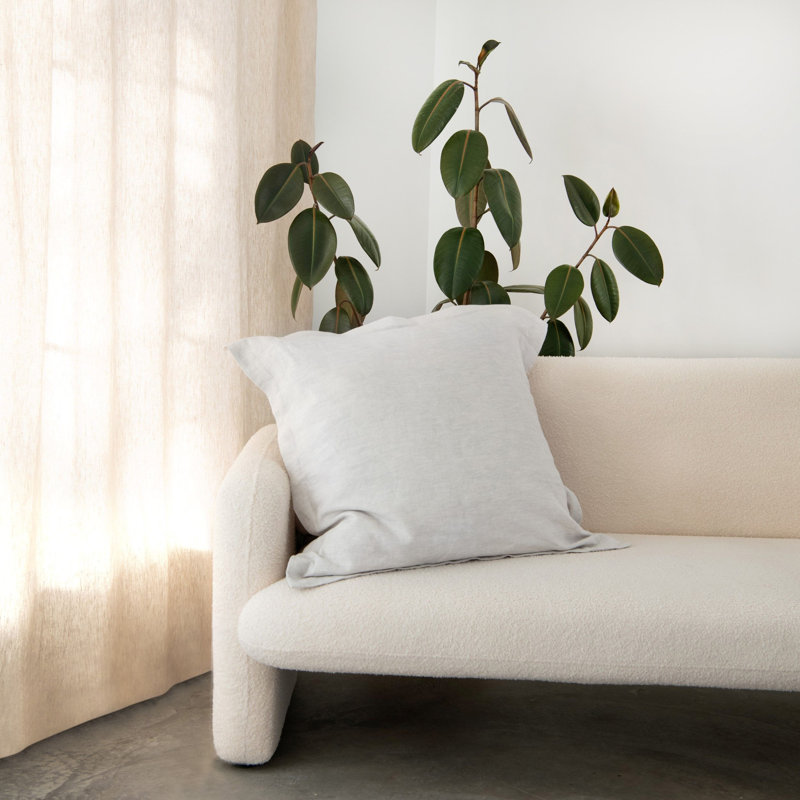 100% French Linen Flanged 26" X 26" Euro Sham, Pebble Heather