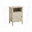 Table d'appoint transitionnelle avec armoire et tablette ouverte - stratifié pierre crème-289431585