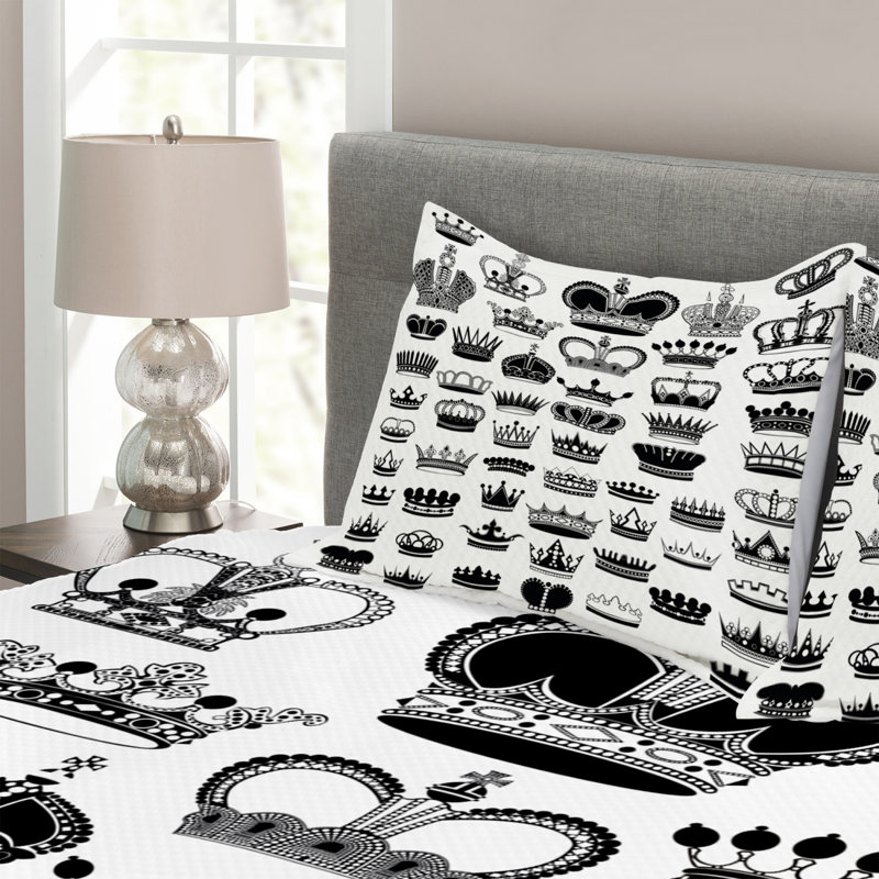 Aelicia Black/White Microfibre Bedspread Set, 220 x 220 cm