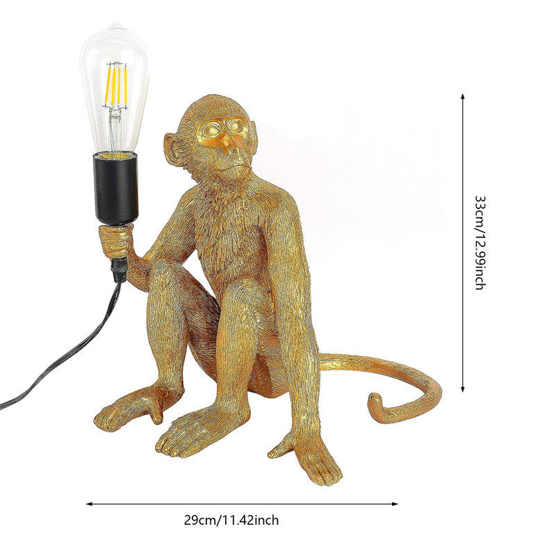 12.6" Resin  Monkey Table Light  Monkey Lighting Fixture E26 Base(Not included)