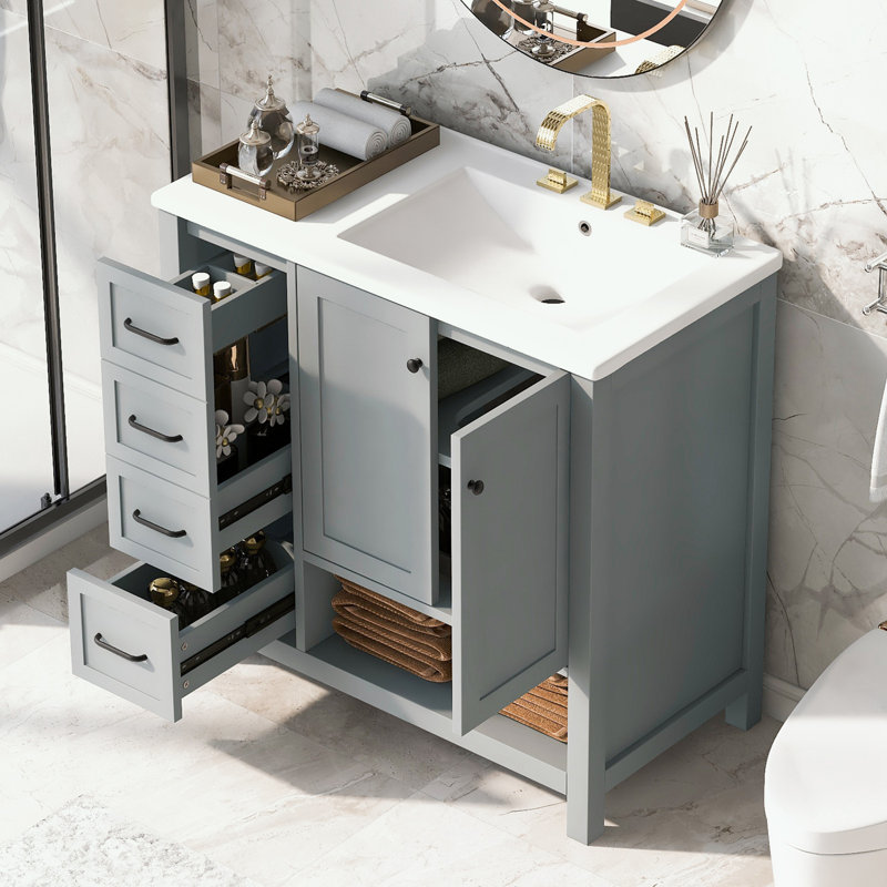 Rangement pour salle de bain Catenia, Noir, noir, noir, noir, Gray