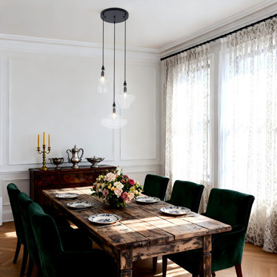 3 - Light Cluster Glass Chandelier Dimmable
