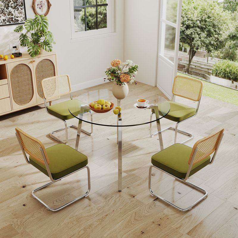 Ensemble de salle à manger 5 pièces, H 29,5 po x L 36 po x l 36 po, Vert