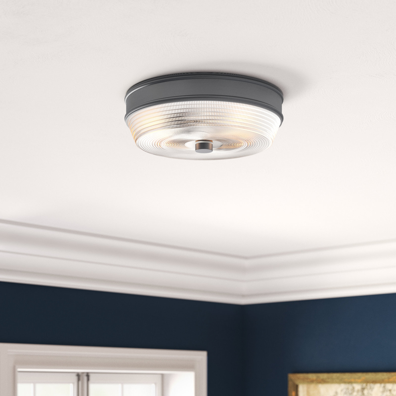Grace 2 Light Glass Flush Mount, Old Bronze
