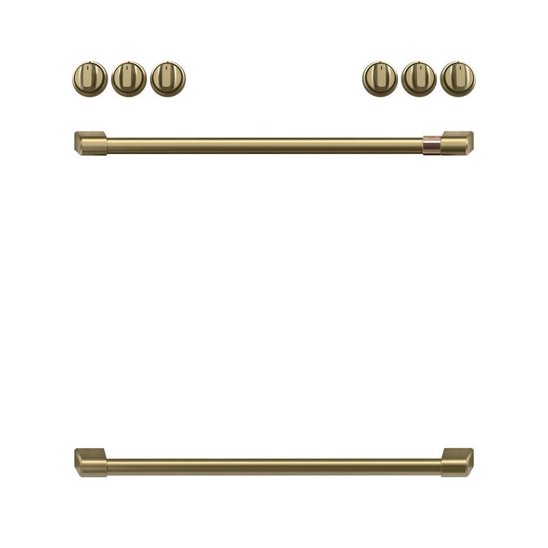 Front Control Gas Range Handle Kit, Brushed Brass