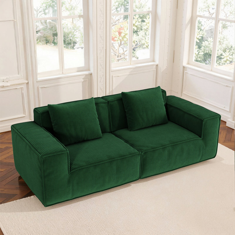 Canapé deux places pour l'intérieur, H 28,32 po x l 86,62 po x P 39,42 po, 2, Vert