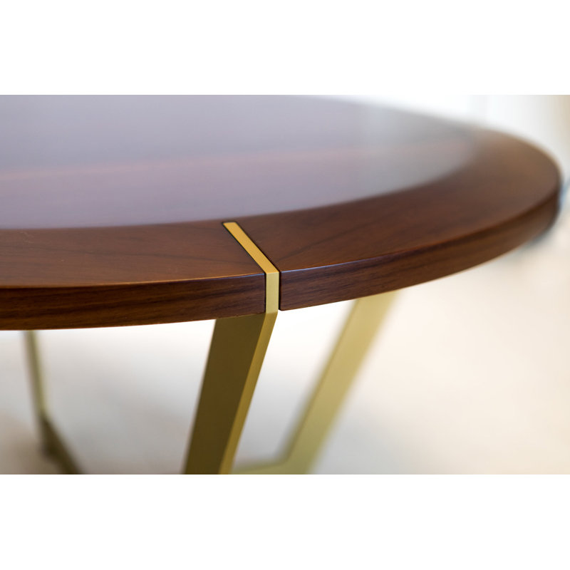Heritage Solid Wood Coffee Table, Polished Brass, 15" H x 40" L x 40" W