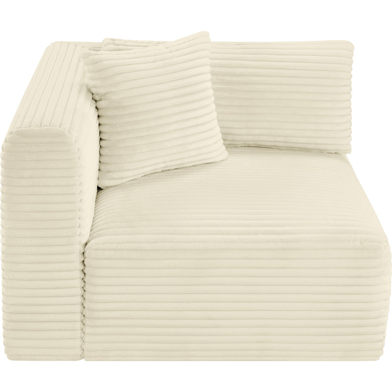 Fauteuil d'angle Carmean, Tissu en velours côtelé crème
