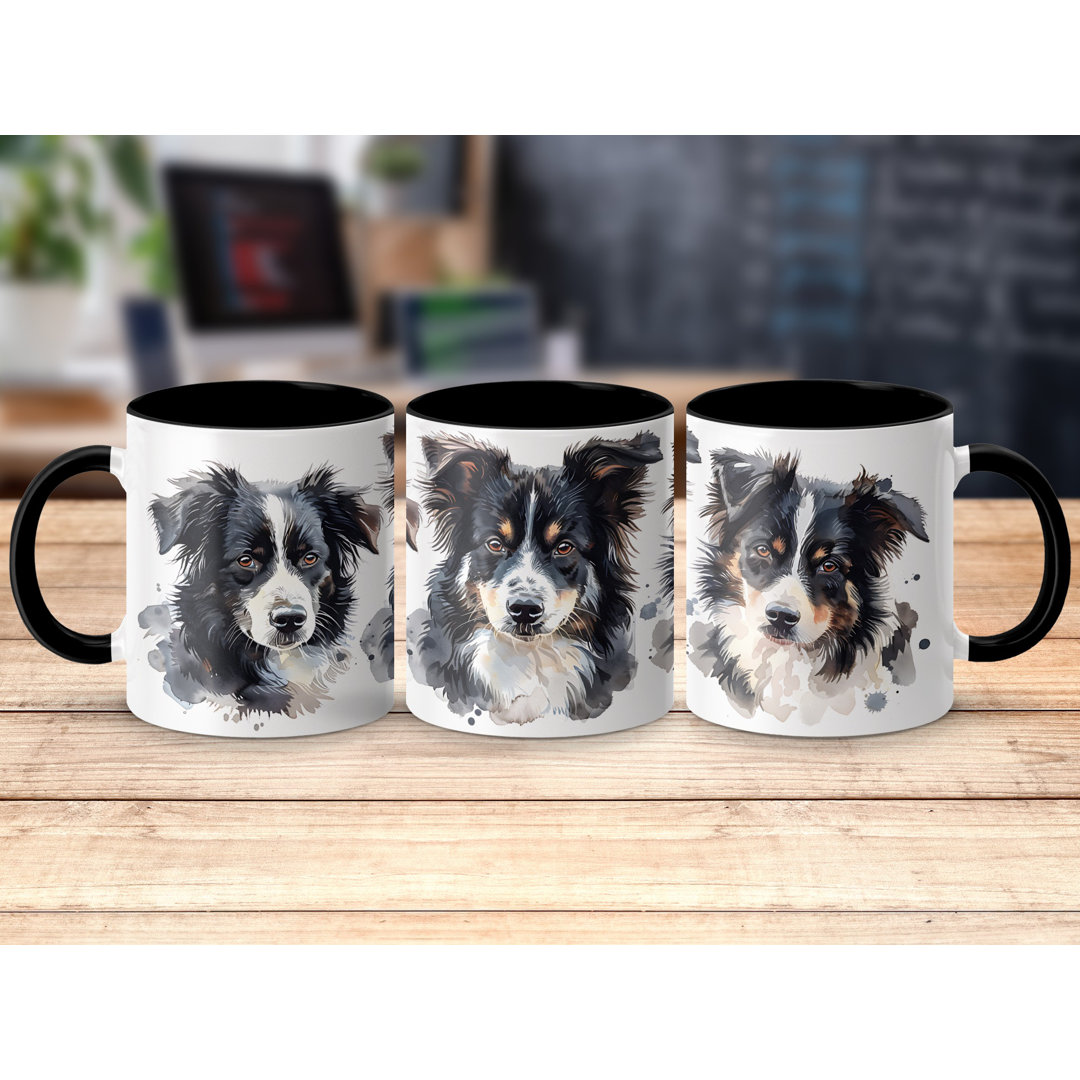 Watercolor Border Collie Design 11oz Coffee Mug