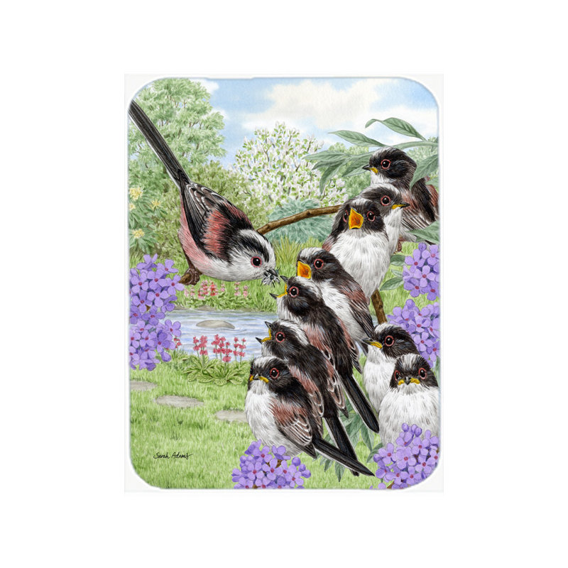 Caroline's Treasures Long Tailed Tits Glass Cutting Board