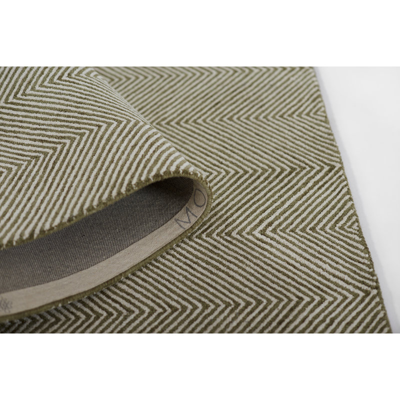Cerro Chevron Hand Tufted Wool Area Rug in Green, Rectangle 9' x 12'