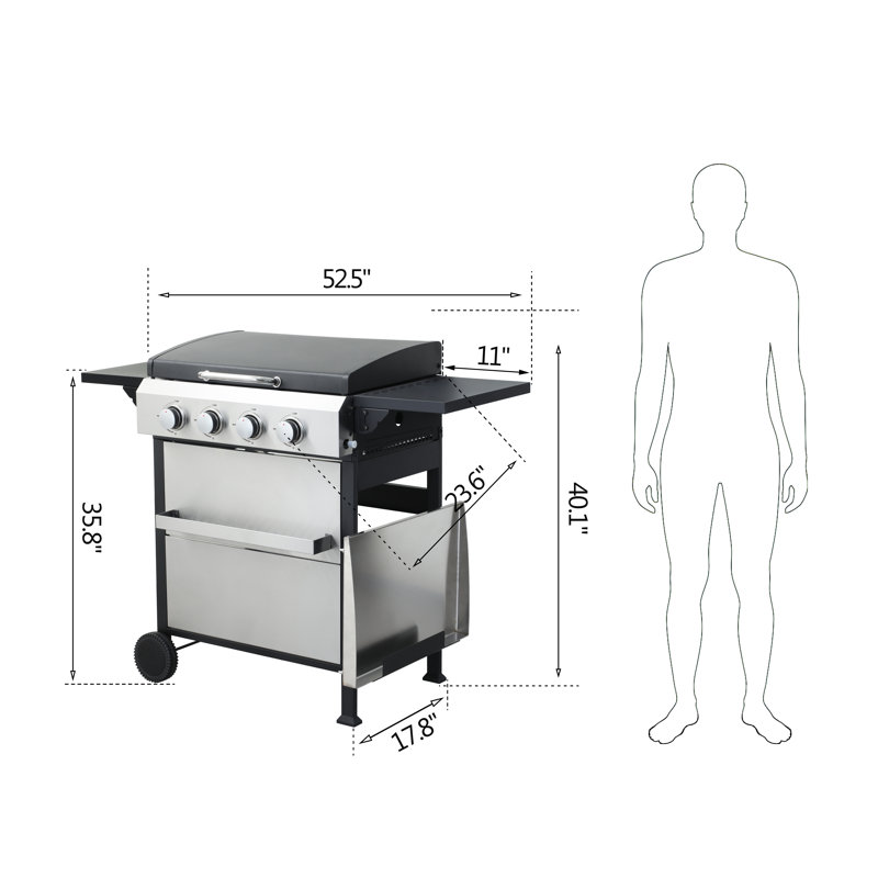 4-burner Propane Gas Grill, Easy-clean Grease Management