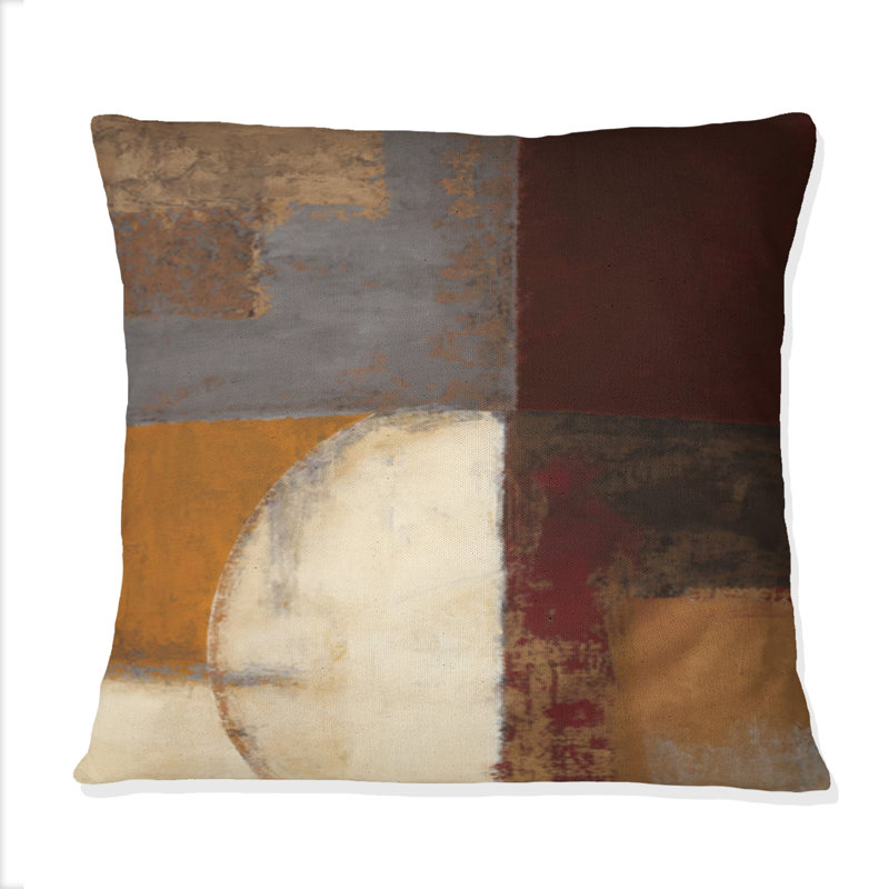 Chocolate Brown Elementary II - Abstract Printed Throw Pillow, 16" x 16"