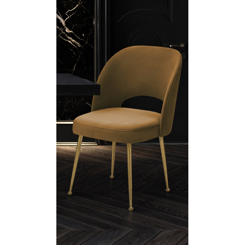 Rizo Cognac Velvet Chair, Brown Velvet