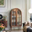 Armoire vitrée en bois massif 27,56 po, buffet courbé de couleur noyer bois de frêne blanc, vitrine d'entrée de style Mid-Century