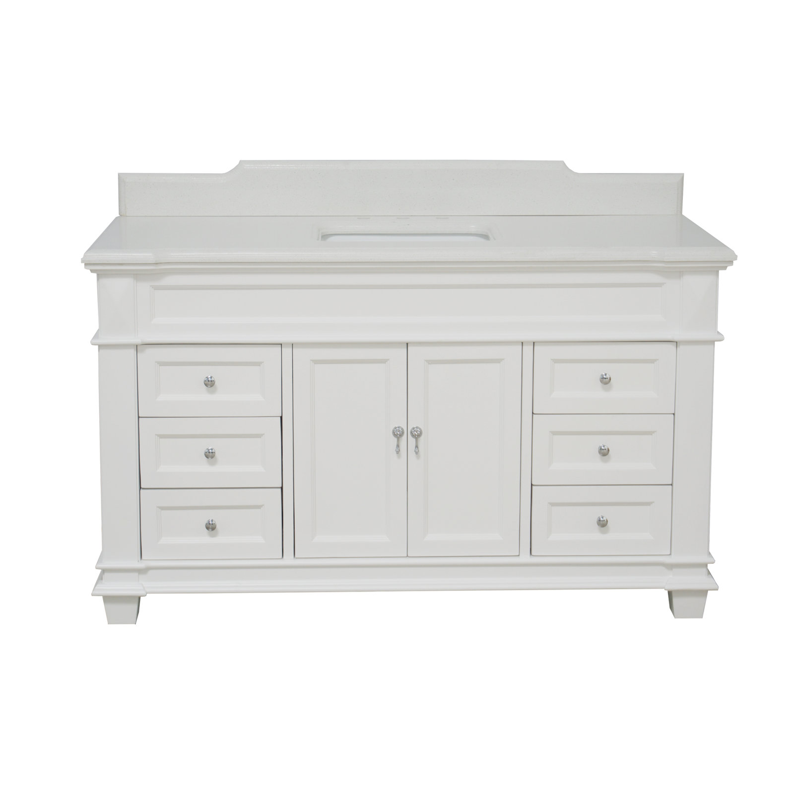 Ensa 60'' Single Bathroom Vanity, White, Quartz
